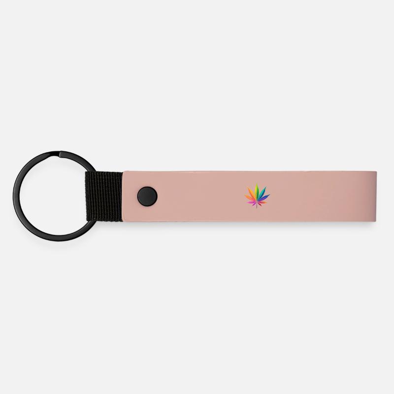 Rainbow Cannabis Leaf Art - Matte Pu Keyring - pink