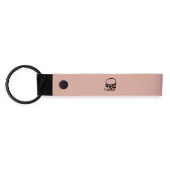 Wurm Soldat Verrückt Helm Waffe Aggressiv Wild Fun - Matte PU Schlüsselanhänger - Rosa - Vorne