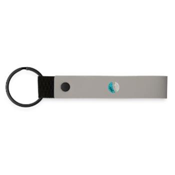 Split Earth Teal Moon - Matte Pu Keyring - light grey - Front