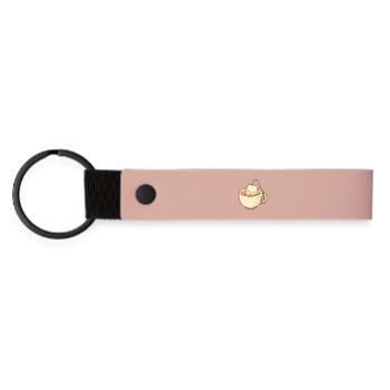 Kawaii Tea Bag in a Warm Cup - Matte Pu Keyring - pink - Front