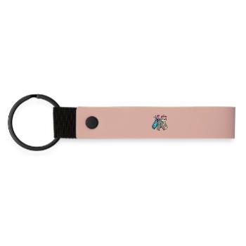 Lustiger Faultier-Golfer Cartoon Cooles Golftier - Matte PU Schlüsselanhänger - Rosa - Vorne