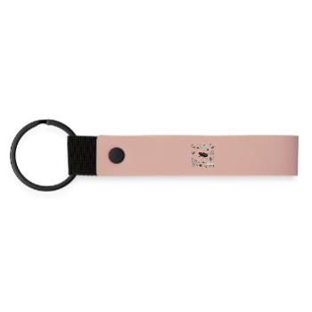 Hirschkäfer mit Tannenzapfen und Pilzen - Matte PU Schlüsselanhänger - Rosa - Vorne