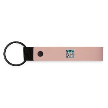 Angels in the Northern Lights Winter Forest - Matte Pu Keyring - pink - Front