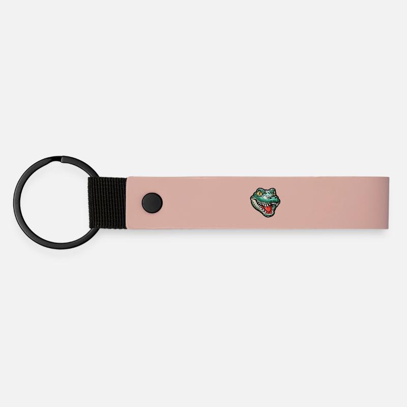 Grinning Crocodile Head - Matte Pu Keyring - pink
