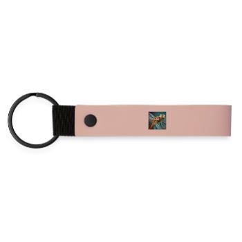 Libellen Makro Porträt Wildlife Grafik - Matte PU Schlüsselanhänger - Rosa - Vorne