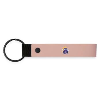 Mondnacht Eule - Matte PU Schlüsselanhänger - Rosa - Vorne
