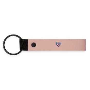 Gothic Floral Winged Heart - Matte Pu Keyring - pink - Front