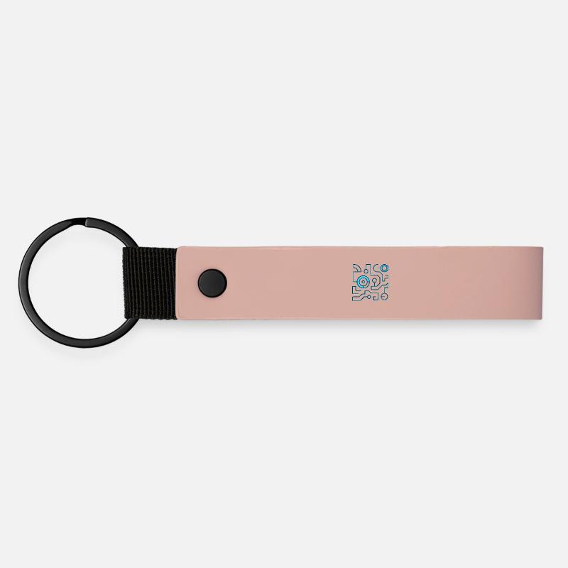 Neon Circuit Blue Lines - Matte Pu Keyring - pink