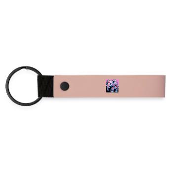 Elefant mit Herz und Herzen - Matte PU Schlüsselanhänger - Rosa - Vorne