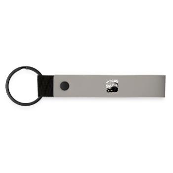 Judging You Silentrly Cat Gatto Divertente Funny - Matte Pu Keyring - light grey - Front