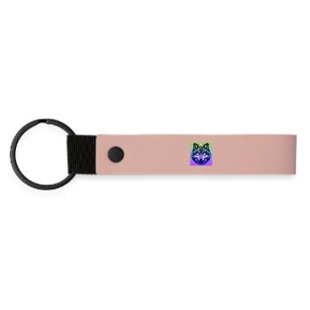 Wolf - Matte Pu Keyring - pink - Front