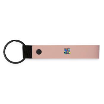 80er 90er Retro Memphis Design Bunt - Matte PU Schlüsselanhänger - Rosa - Vorne