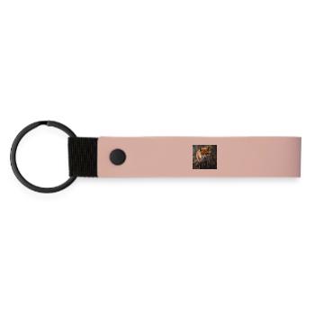Fuchs in einer Waldlichtung - Matte PU Schlüsselanhänger - Rosa - Vorne