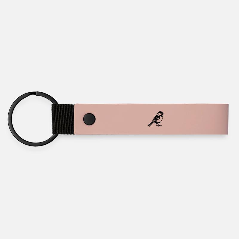 Mésange à tête noire - Porte-clés en PU mat - rose