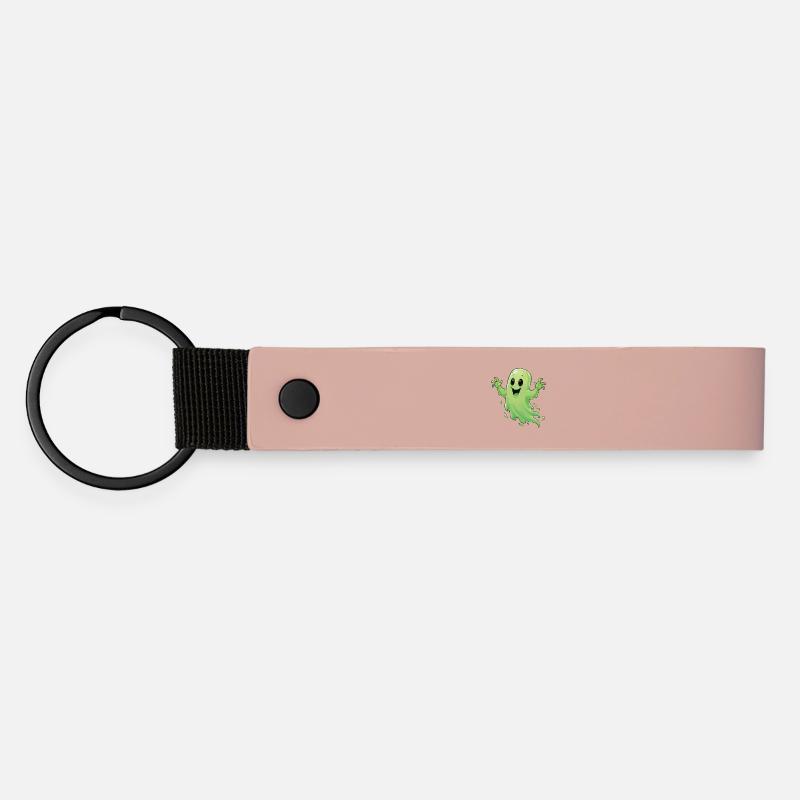 Fantôme de dessin animé vert - Porte-clés en PU mat - rose