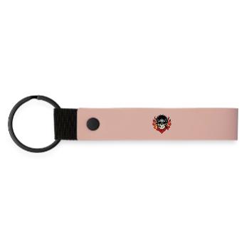Vintage-Biker-Totenkopfhelm und rotes Bandana - Matte PU Schlüsselanhänger - Rosa - Vorne