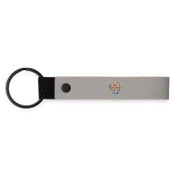 Sugar Skull Floral Calavera Day of the Dead - Matte Pu Keyring - light grey - Front