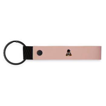 poop hut Brille Bart Nerd geek humor joke fun shit - Matte PU Schlüsselanhänger - Rosa - Vorne