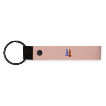 schach sport figuren - Matte PU Schlüsselanhänger - Rosa - Vorne