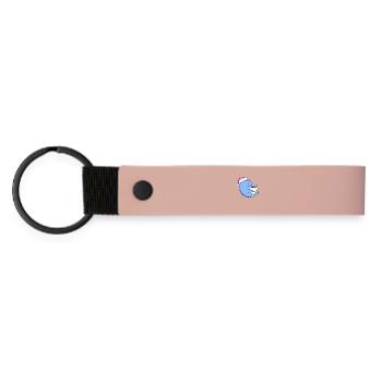Delfin mit Kissen und Schlafmütze - Matte PU Schlüsselanhänger - Rosa - Vorne