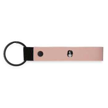 Astronaut mit Skateboard im Weltall - Matte PU Schlüsselanhänger - Rosa - Vorne