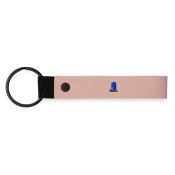 Blaulicht Sirene Pixelkunst - Matte PU Schlüsselanhänger - Rosa - Vorne