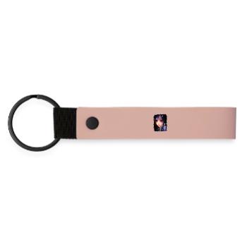 Anime Girl City Lights - Matte PU Schlüsselanhänger - Rosa - Vorne