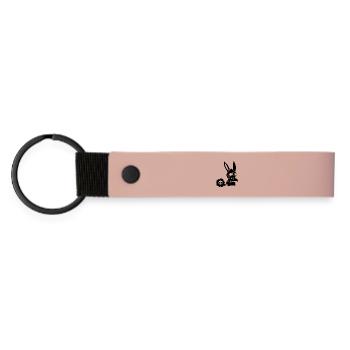 Farting Black Rabbit - Matte Pu Keyring - pink - Front