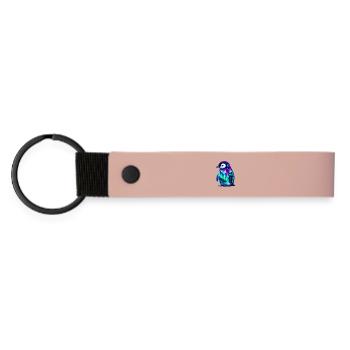 Aurora Borealis Pinguin - Matte PU Schlüsselanhänger - Rosa - Vorne
