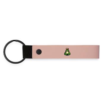 Muskulöser König Frosch mit Krone - Matte PU Schlüsselanhänger - Rosa - Vorne