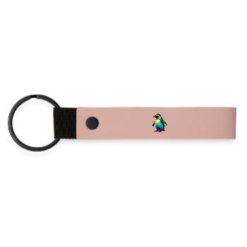 Pinguin - Matte PU Schlüsselanhänger - Rosa - Vorne