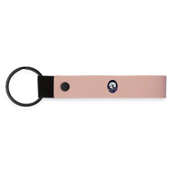 Geometrischer Wolf und Vollmond - Matte PU Schlüsselanhänger - Rosa - Vorne
