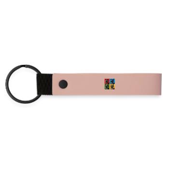 Schäfer Pop Art Bär, Teddy, Keks, Waffeln - Matte PU Schlüsselanhänger - Rosa - Vorne