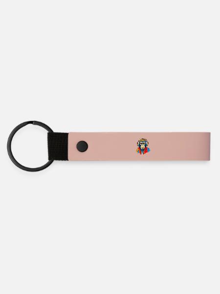 Singe avec casque - Porte-clés en PU mat - rose