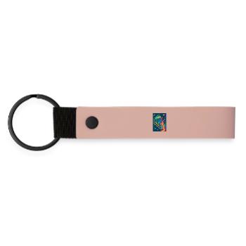 Cosmic Sardines Retro Art - Matte Pu Keyring - pink - Front