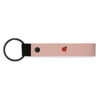 Verspielter Marienkäfer für Geschenke und Kleidung - Matte PU Schlüsselanhänger - Rosa - Vorne