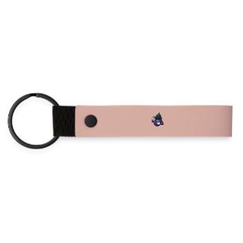 Cooles Auberginen Gemüsedesign mit Sonnenbrille - Matte PU Schlüsselanhänger - Rosa - Vorne