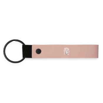 Fröhlicher Waschbär mit Motivationsbotschaft - Matte PU Schlüsselanhänger - Rosa - Vorne