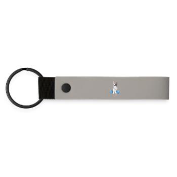 Haltérophilie bouledogue français – Gymnase pour chiens forts - Porte-clés en PU mat - gris clair - Devant