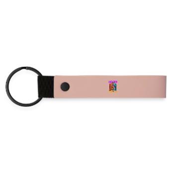 Hexen Magierin auf Besen - Matte PU Schlüsselanhänger - Rosa - Vorne