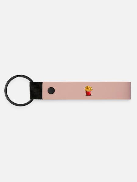 Pixel Pommes Box Fries - Matte PU Schlüsselanhänger - Rosa