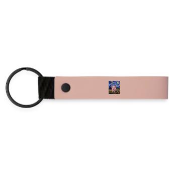 Cochon Porcelet Style Van Gogh Nuit étoilée - Porte-clés en PU mat - rose - Devant
