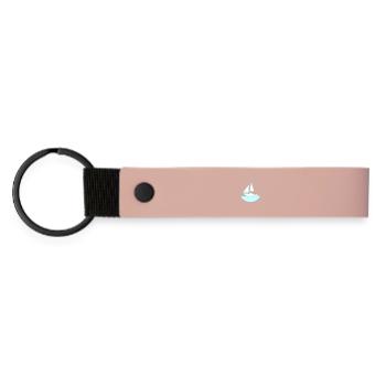 Nautic Design Segelboot Circle Emblem auf Wellen - Matte PU Schlüsselanhänger - Rosa - Vorne