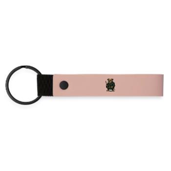 Guerrier samouraï bouledogue avec deux lames Katana - Porte-clés en PU mat - rose - Devant