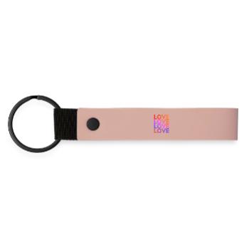 LOVE Text Font Design Gradient Typo - Matte Pu Keyring - pink - Front