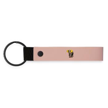 Elefanten Diva: Pop Art Design mit bunten Akzenten - Matte PU Schlüsselanhänger - Rosa - Vorne