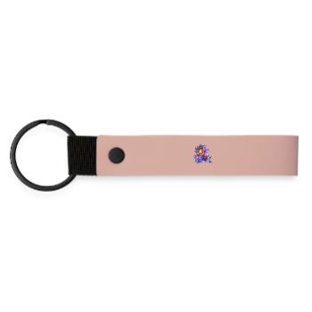 Laternenlicht vor bunten Pfingstrosen - Matte PU Schlüsselanhänger - Rosa - Vorne