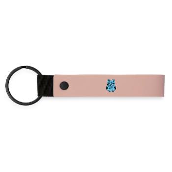Light Blue Abstract Owl - Matte Pu Keyring - pink - Front