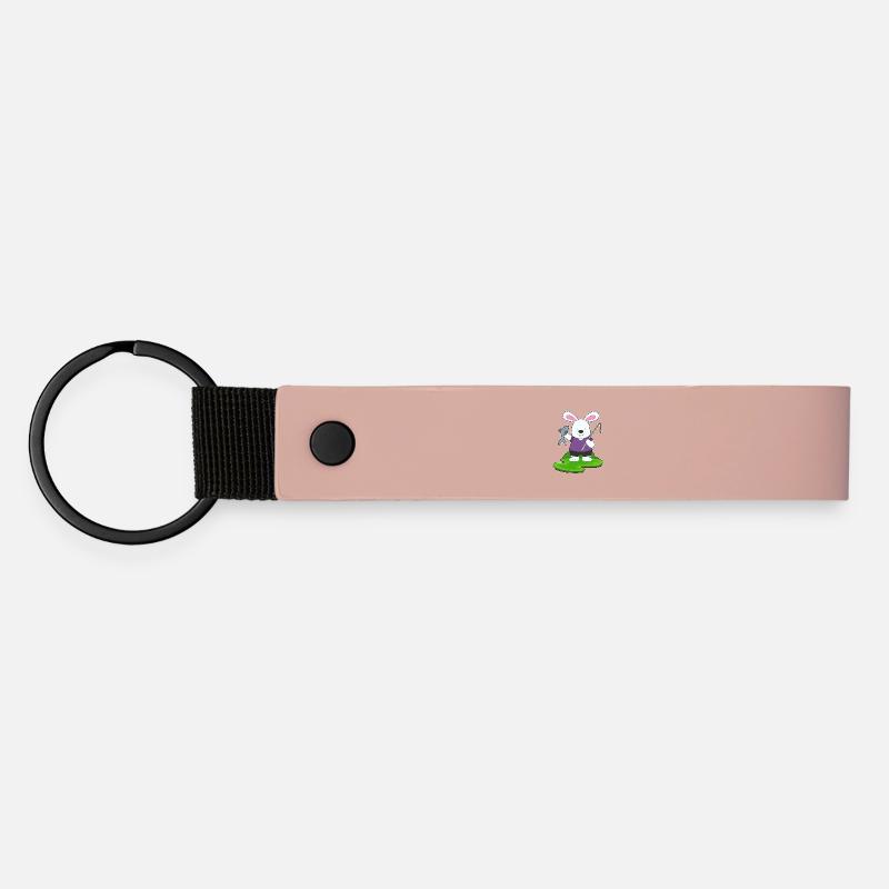 Pêche au poisson pêcheur lapin. - Porte-clés en PU mat - rose
