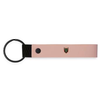 Flammen Drachenkopf Feuerillustration - Matte PU Schlüsselanhänger - Rosa - Vorne